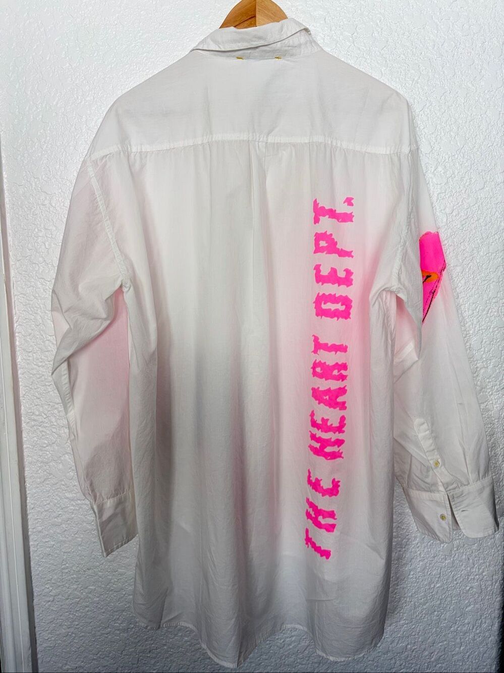 Kerri Rosenthal Soleil Jack Shirt White Pink Wearable Art Cotton Poplin XL - Picture 2 of 12